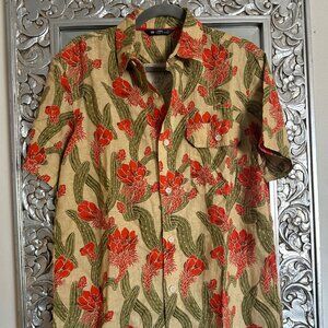 Wren Men's Button Down Shirt - Western Inspired, Cactus Print Linen Shirt.
